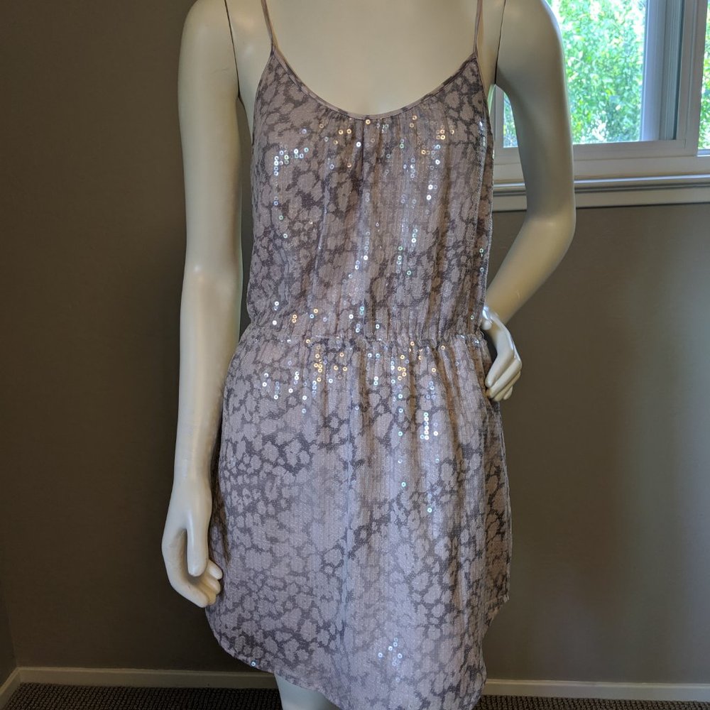 Rebecca Taylor Tie Dye Leopard Print Flutter Bam Bam Sequined Dress (Sz 4)
